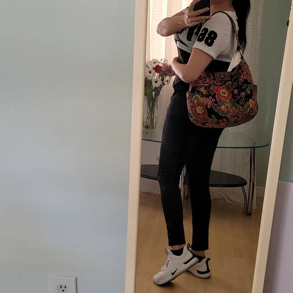 Vera Bradley Black Multicolor Floral Quilted Hobo Bag